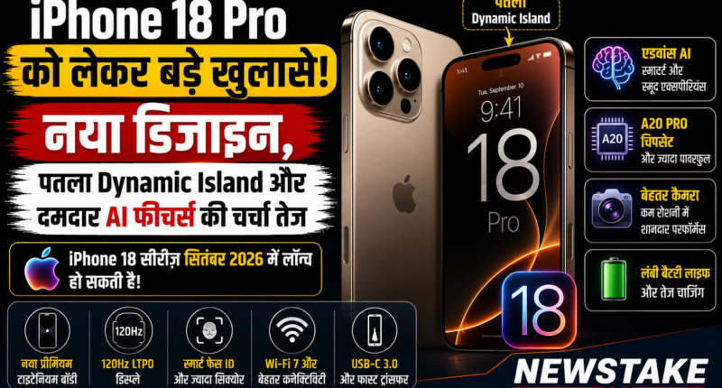 iPhone 18 Pro को लेकर बड़े खुलासे: नया डिजाइन, पतला Dynamic Island और दमदार AI फीचर्स की चर्चा तेज